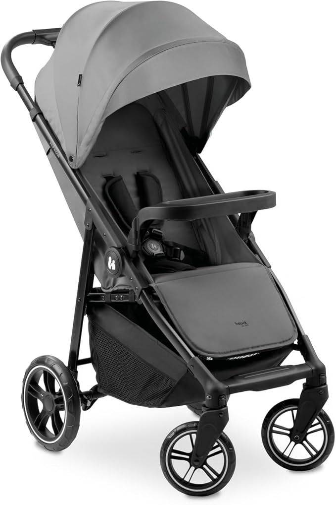 Hauck Shop N Care Grey Lightweight Pushchair - One Hand Fold, Fully Reclining To 22 Kg, Puncture-Resistant Wheels