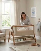 Sona Next To Me Crib Beige - Safe And Comforting Bedside Co Sleeping Crib For Newborns