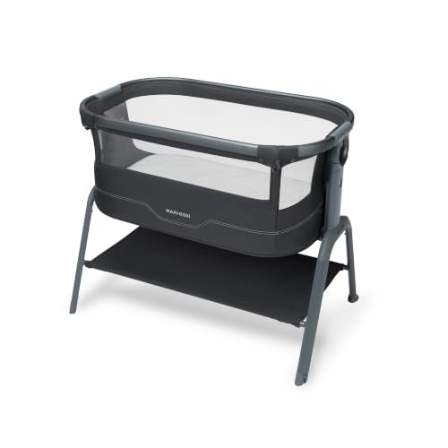 Maxi Cosi Iora² Co-Sleeping Bassinet, 0–6 Months (9 kg), Foldable & Lightweight Baby Bedside Crib, 5 cm CloudCore mattress, 5 Height Levels, 2 Smooth Gliding Wheels, Easy Slide, Elegance Beige
