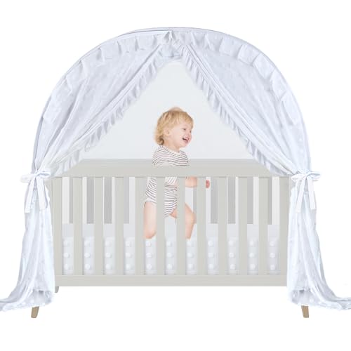 Wonder Space Elegant Baby Crib Net Tent - Minimalist Lace Design - Durable & Breathable Mesh to Keep Baby in & Stop Baby from Climbing Out - Mosquito & Insects Protection (Lace)