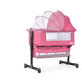 Bedside Crib for Baby, Bassinet Sleeper with Wheels, Height Adjustable, Tilts & Rocks, with Mosquito Nets, Large Storage Bag, for Infant/Baby/Newborn (Pink)