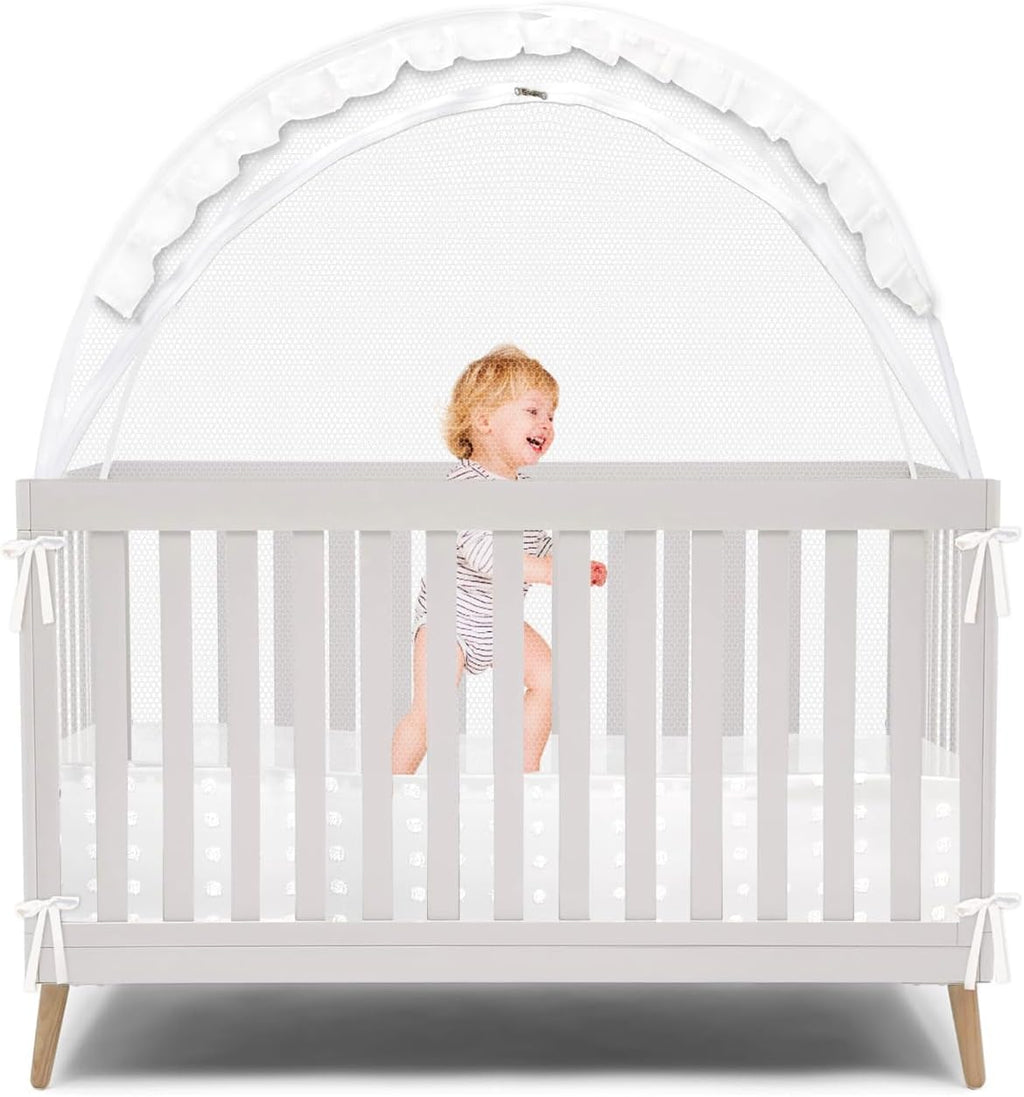 Wonder Space Elegant Baby Crib Net Tent - Minimalist Lace Design - Durable & Breathable Mesh to Keep Baby in & Stop Baby from Climbing Out - Mosquito & Insects Protection (Lace)