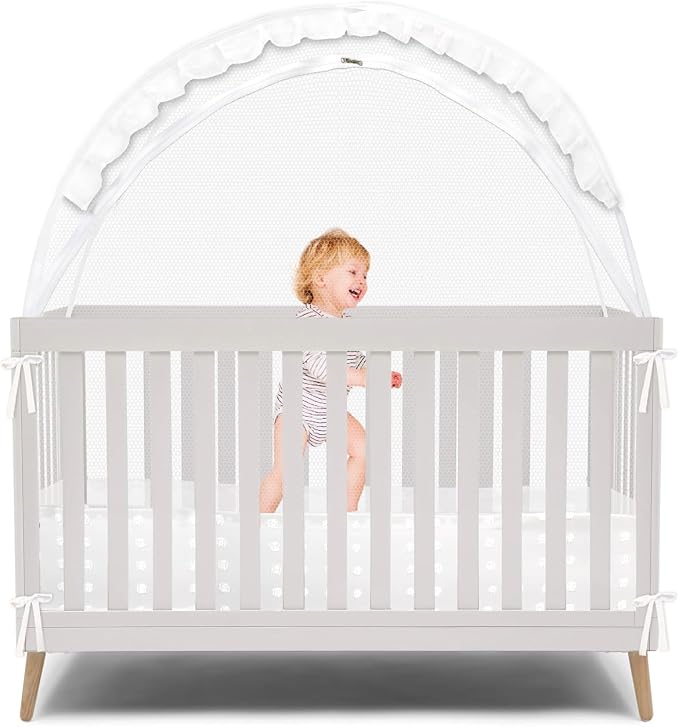 Wonder Space Elegant Baby Crib Net Tent - Minimalist Lace Design - Durable & Breathable Mesh to Keep Baby in & Stop Baby from Climbing Out - Mosquito & Insects Protection (Lace)