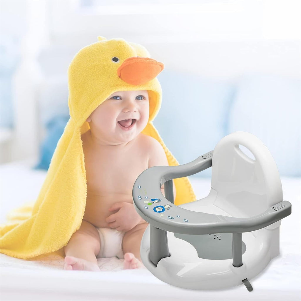 Foldable Baby Bath Seat Toddler Bathtub Seat with Suction Cups for Stability, Cute Wrap Around Bath Tub Chair Baby, Portable Anti-Slip Sit Up Support Seats for 6-18 Months Kids Toddler New Born Gift
