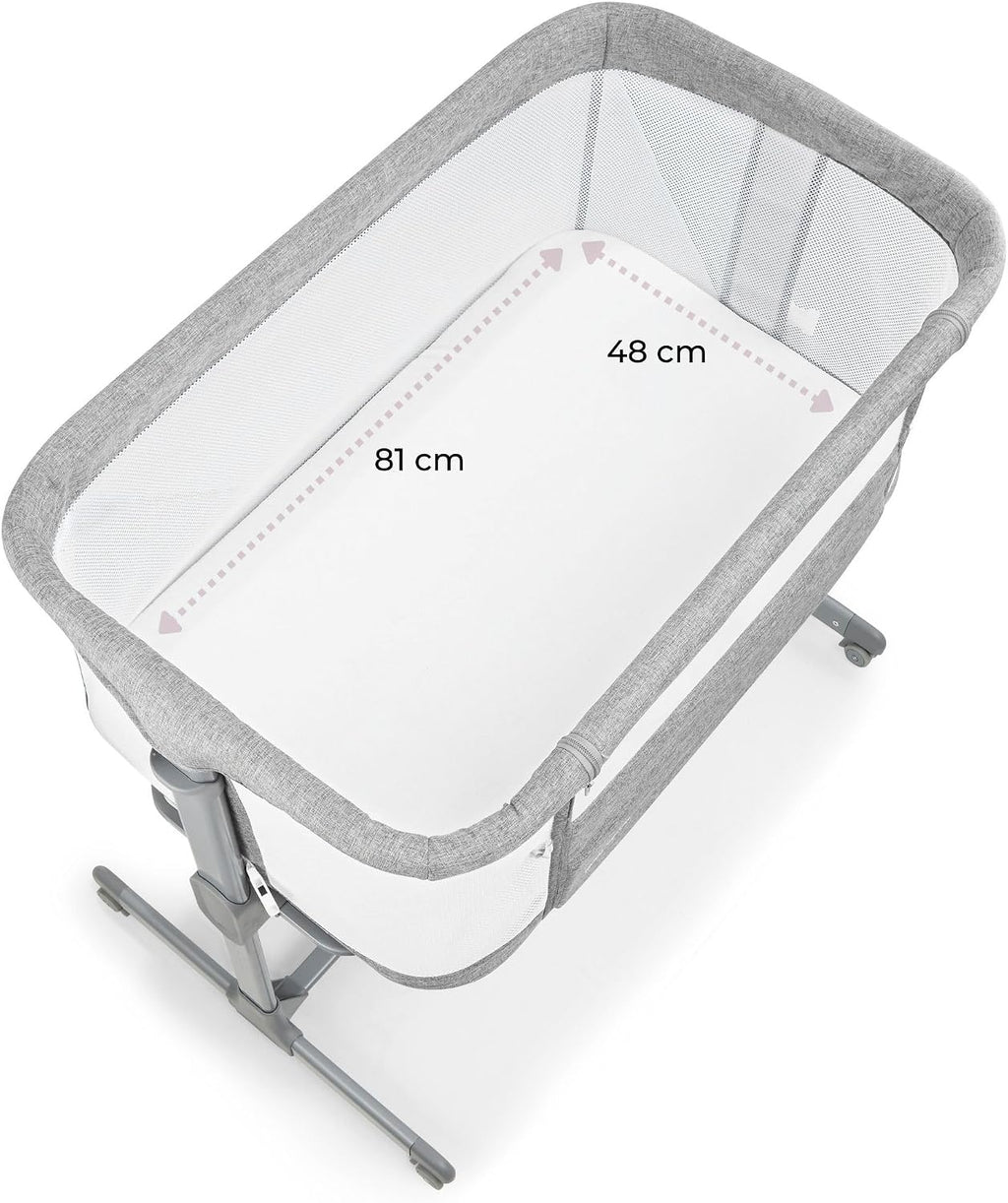 Next to me Crib 3 in 1 - Bedside Cots for Babies - Baby Bassinet with Breathable Mesh - Baby Cot with Mattress Included - 7 Height Levels - Wheels & Removable Side Panel - Suitable up to 9kg