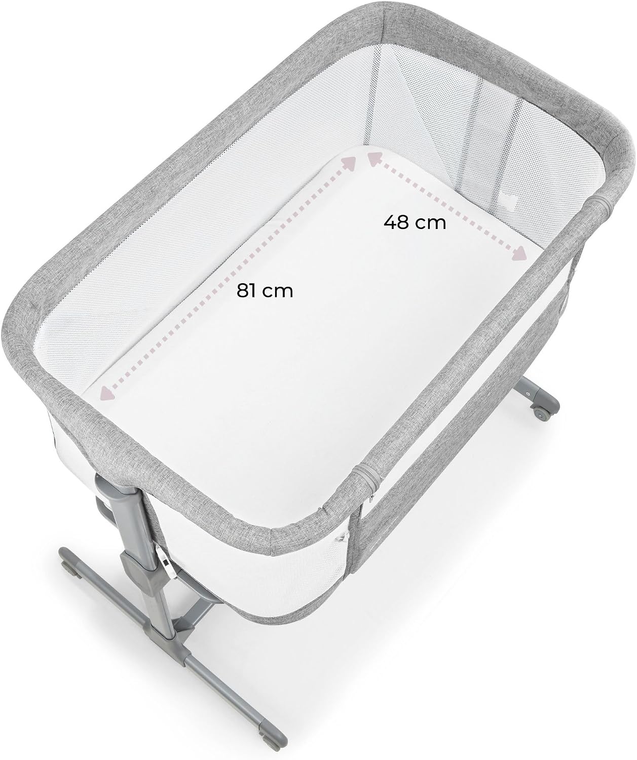 Next to me Crib 3 in 1 - Bedside Cots for Babies - Baby Bassinet with Breathable Mesh - Baby Cot with Mattress Included - 7 Height Levels - Wheels & Removable Side Panel - Suitable up to 9kg