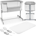 Next to me Crib 3 in 1 - Bedside Cots for Babies - Baby Bassinet with Breathable Mesh - Baby Cot with Mattress Included - 7 Height Levels - Wheels & Removable Side Panel - Suitable up to 9kg