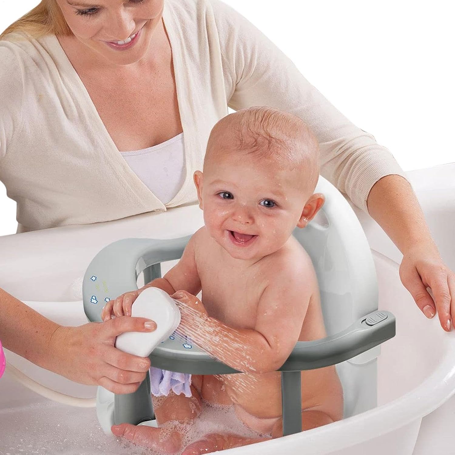 Foldable Baby Bath Seat Toddler Bathtub Seat with Suction Cups for Stability, Cute Wrap Around Bath Tub Chair Baby, Portable Anti-Slip Sit Up Support Seats for 6-18 Months Kids Toddler New Born Gift