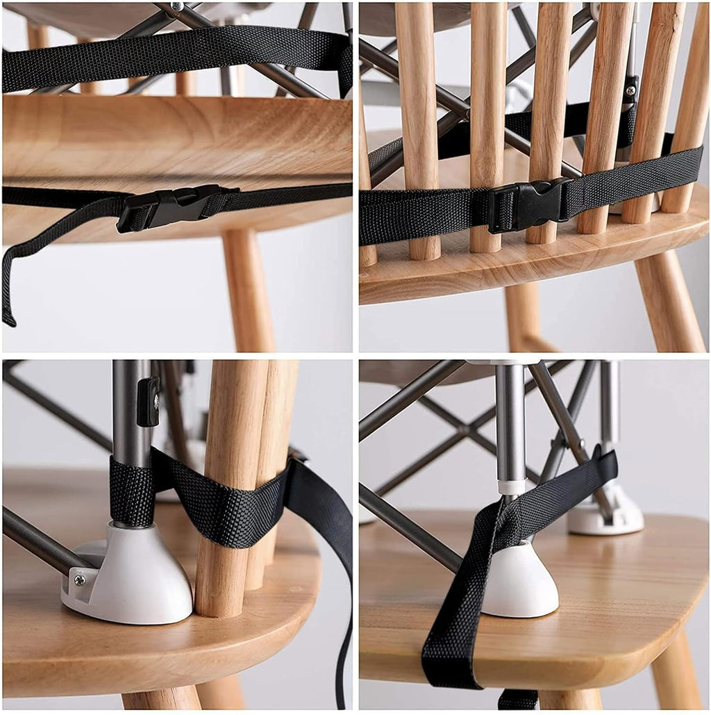 Baby Portable Travel Booster Seat Folding Dining Chair High Multifunctional Child Little Seat Dining Aluminum Alloy Travel Compact high Chair with Tray Grey