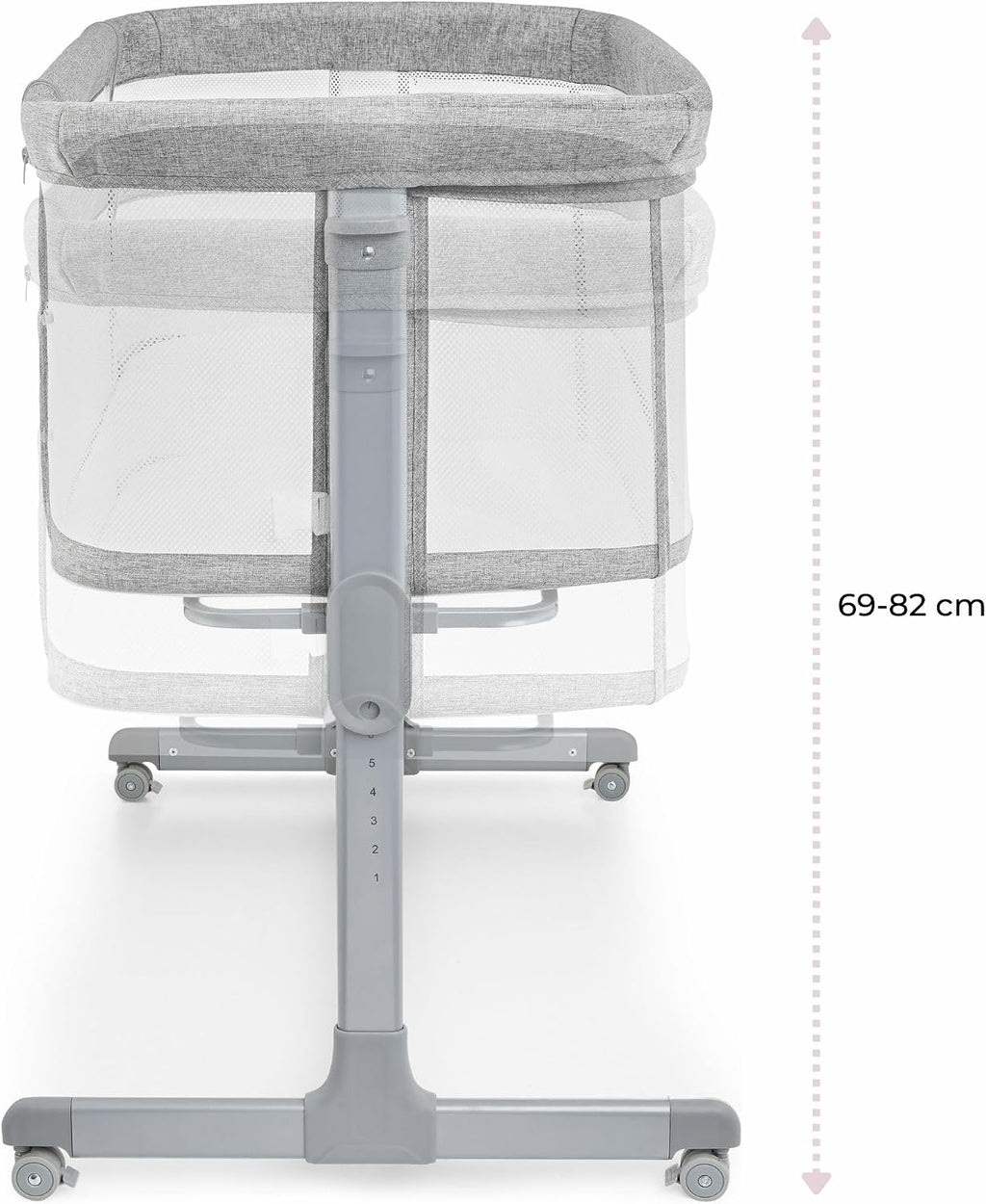 Next to me Crib 3 in 1 - Bedside Cots for Babies - Baby Bassinet with Breathable Mesh - Baby Cot with Mattress Included - 7 Height Levels - Wheels & Removable Side Panel - Suitable up to 9kg