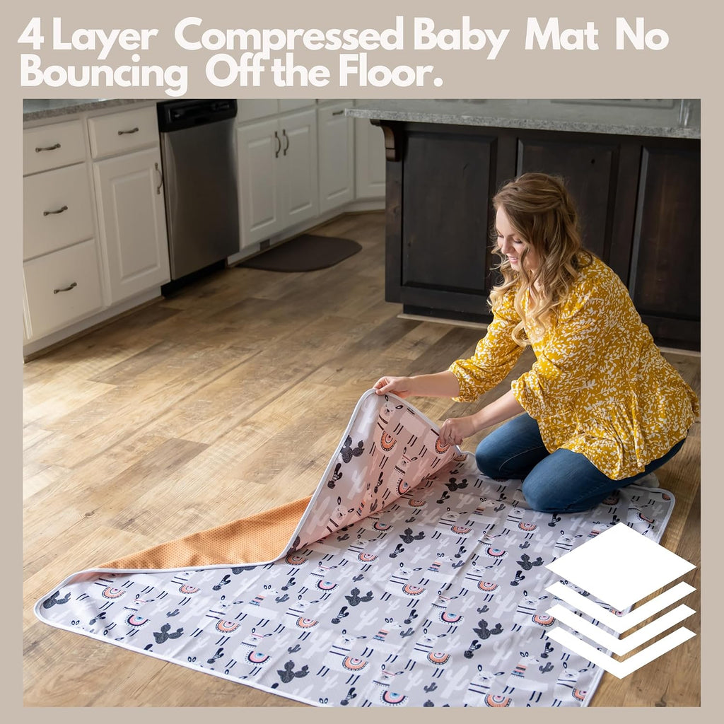 Splat Mat for Baby - Under High Chair Floor Mat Protects Wood, Vinyl and Carpet from Spills - Waterproof Triple Layer Baby Mat with Anti-Skid Backing Deters Bunching and Sliding (51? x 51?)