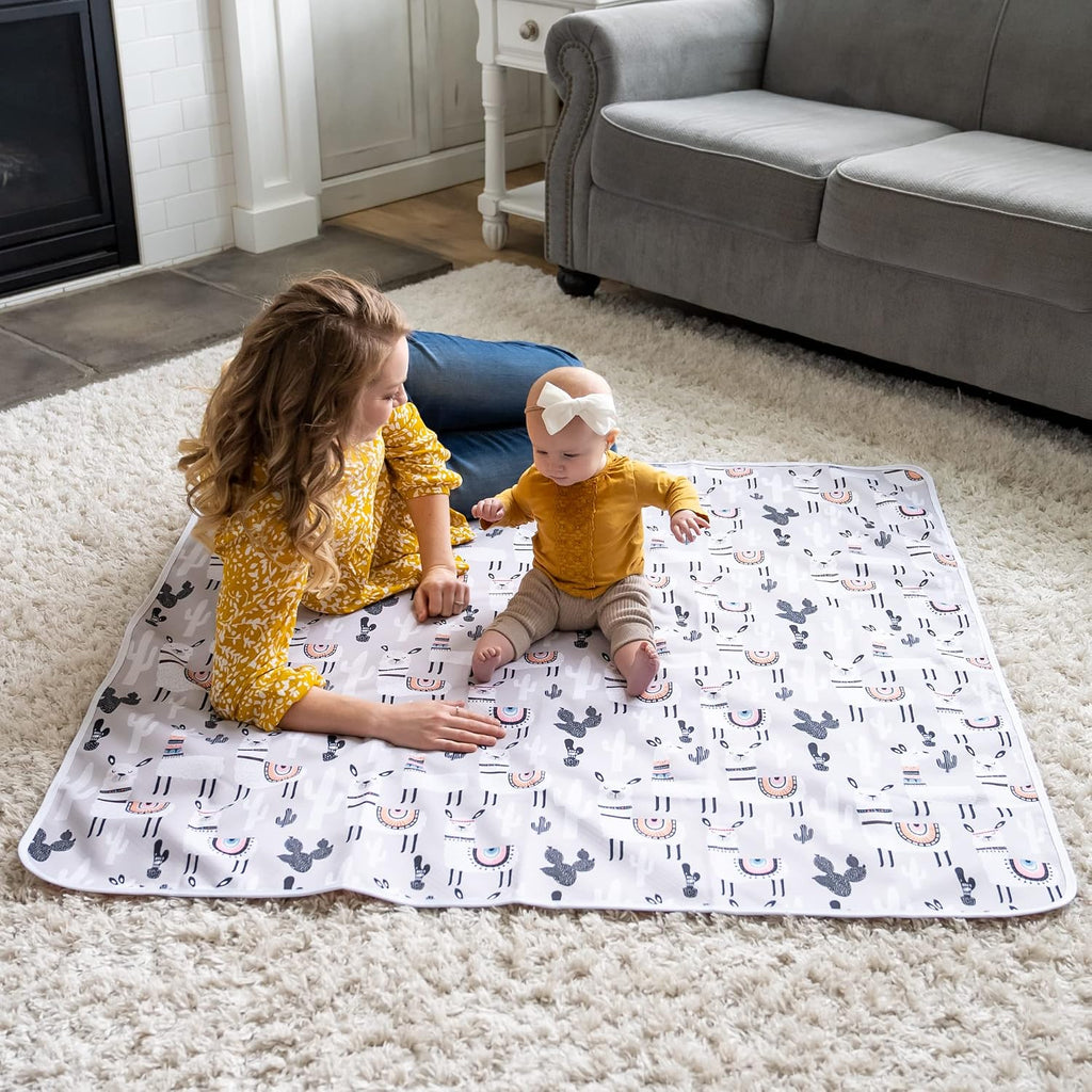 Splat Mat for Baby - Under High Chair Floor Mat Protects Wood, Vinyl and Carpet from Spills - Waterproof Triple Layer Baby Mat with Anti-Skid Backing Deters Bunching and Sliding (51? x 51?)