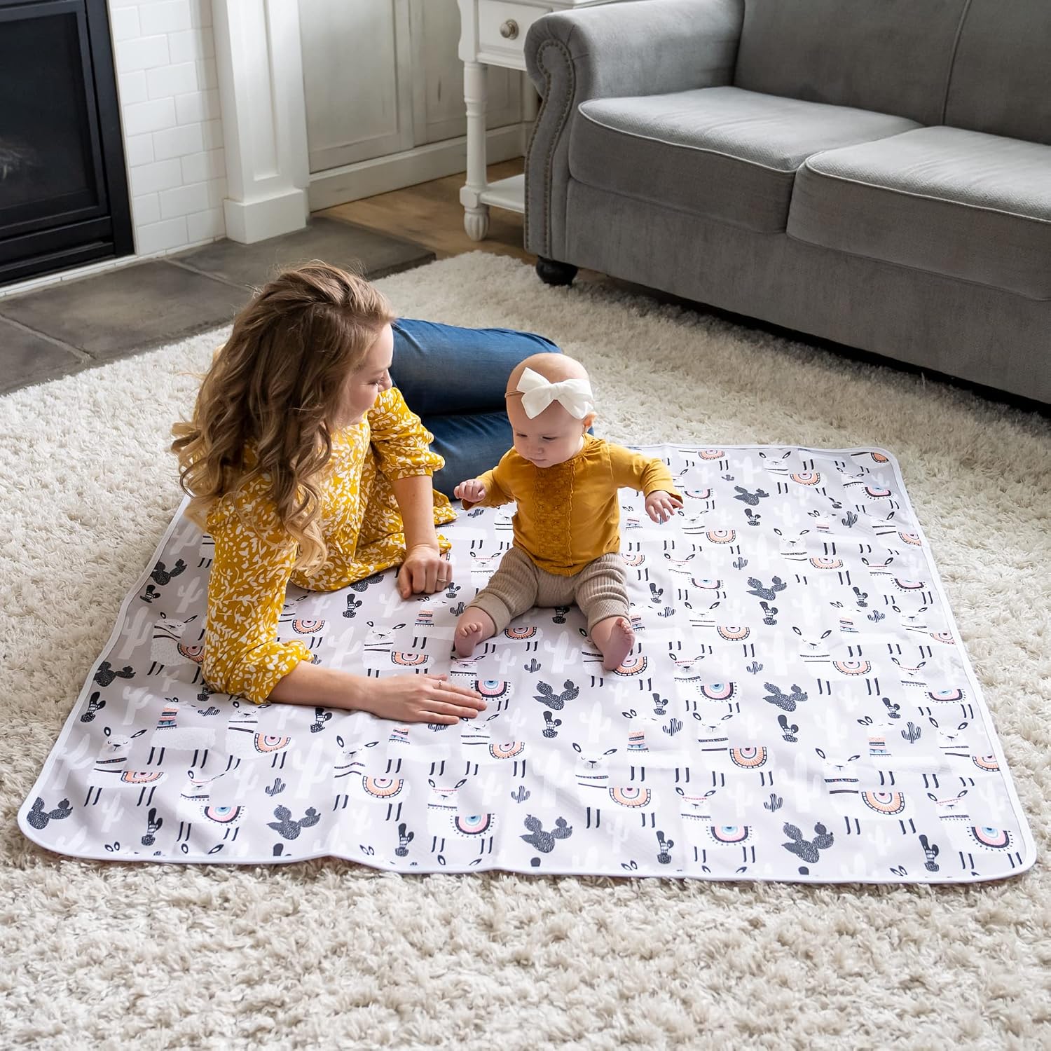 Splat Mat for Baby - Under High Chair Floor Mat Protects Wood, Vinyl and Carpet from Spills - Waterproof Triple Layer Baby Mat with Anti-Skid Backing Deters Bunching and Sliding (51? x 51?)