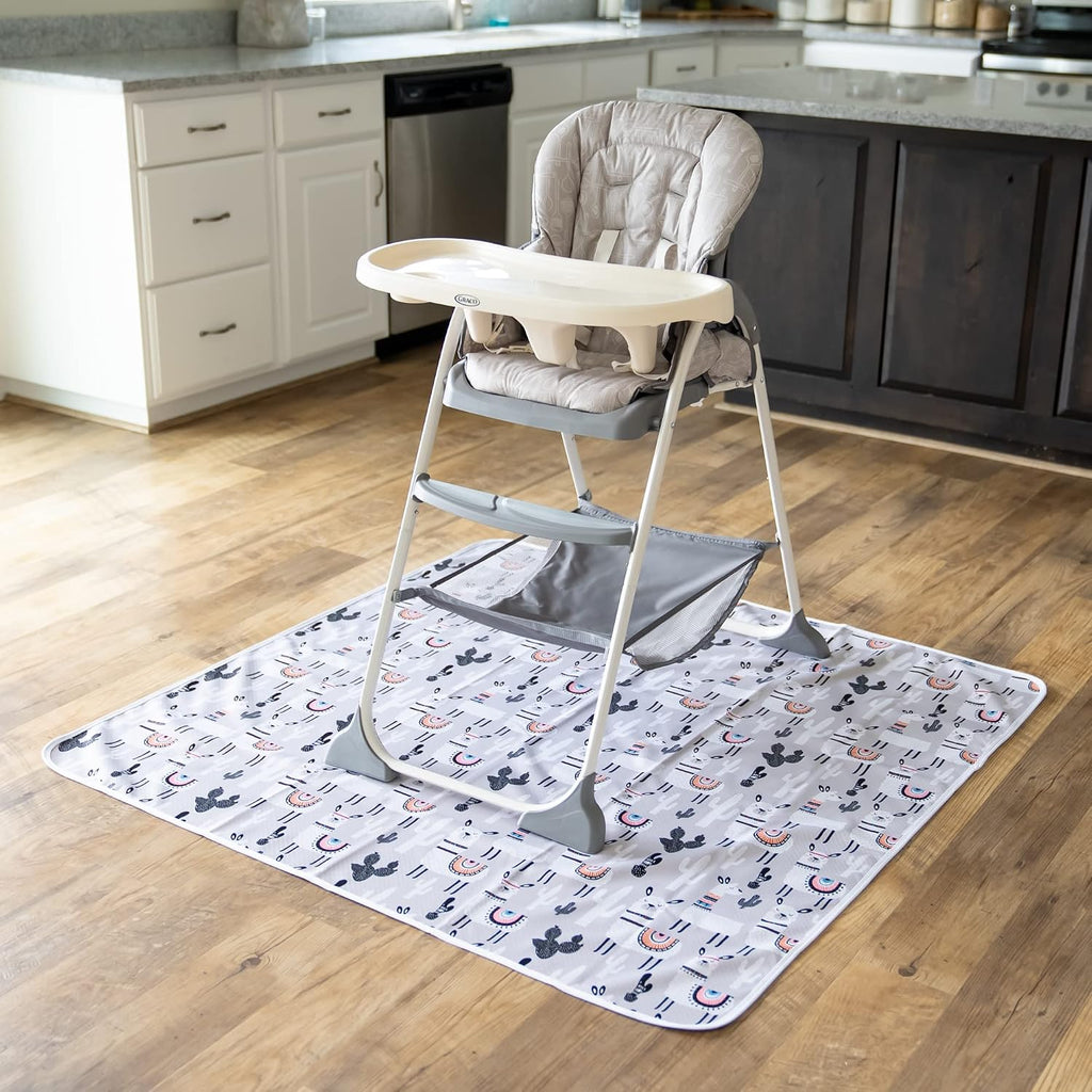 Splat Mat for Baby - Under High Chair Floor Mat Protects Wood, Vinyl and Carpet from Spills - Waterproof Triple Layer Baby Mat with Anti-Skid Backing Deters Bunching and Sliding (51? x 51?)
