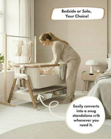 Sona Next To Me Crib Beige - Safe And Comforting Bedside Co Sleeping Crib For Newborns