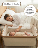 Sona Next To Me Crib Beige - Safe And Comforting Bedside Co Sleeping Crib For Newborns
