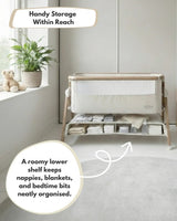 Sona Next To Me Crib Beige - Safe And Comforting Bedside Co Sleeping Crib For Newborns