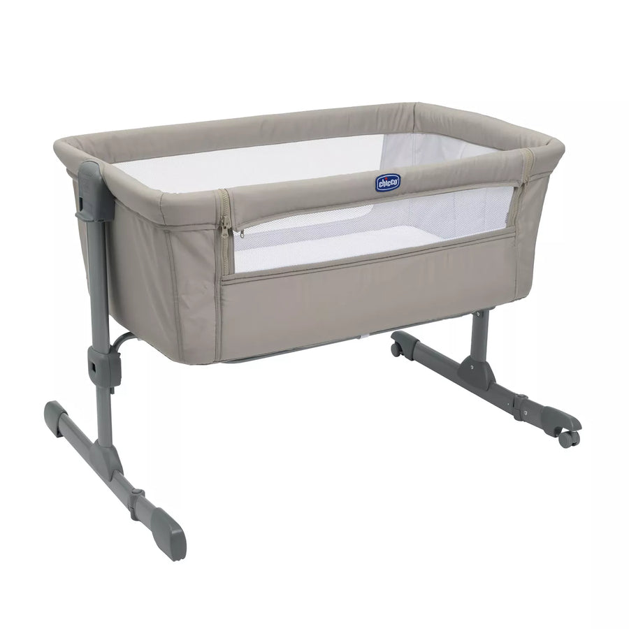 Chicco Next2Me Essential Bedside Crib In Dune - Sustainable Choice With Recycled Polyester Fabric