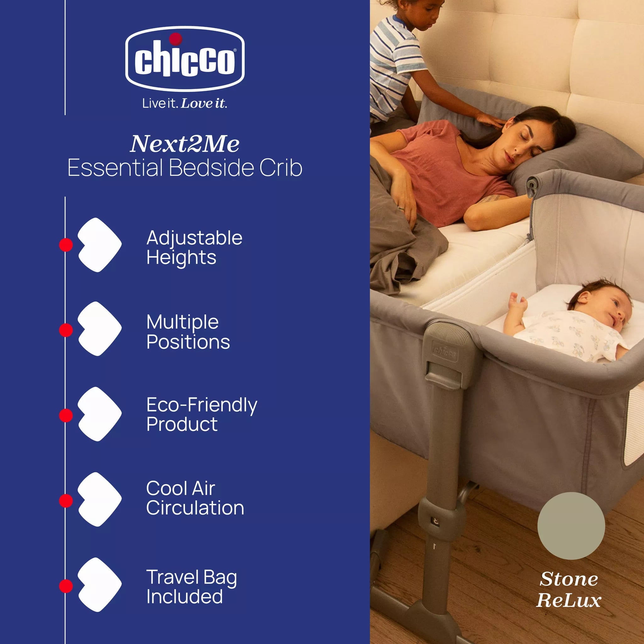 Chicco Next2Me Essential Bedside Crib in Dune by Chicco