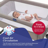 Chicco Next2Me Essential Bedside Crib In Dune - Sustainable Choice With Recycled Polyester Fabric