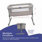 Chicco Next2Me Essential Bedside Crib In Dune - Sustainable Choice With Recycled Polyester Fabric